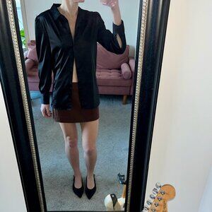 The Drop Women's @Lucyswhims Long-Sleeve Button-Down Stretch Satin Shirt